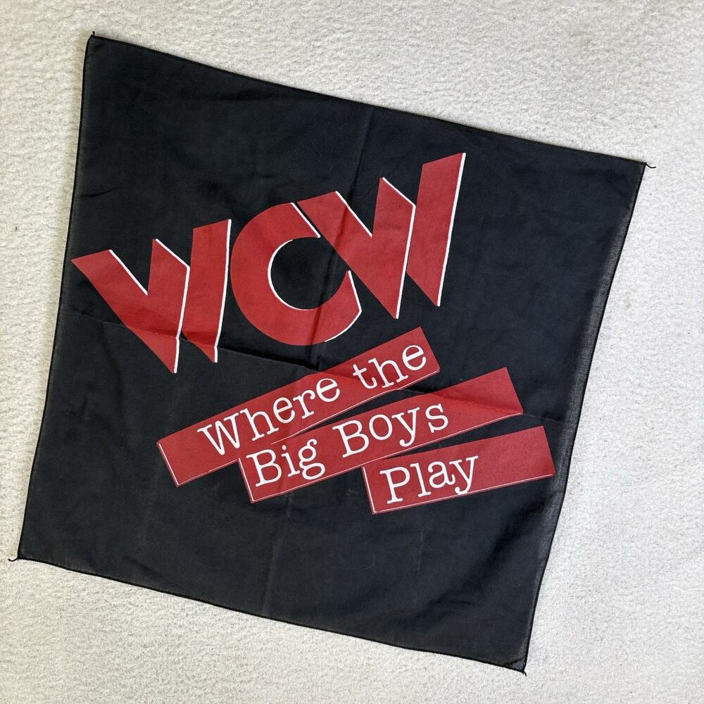 Vintage WCW Where Big Boys Play Bandana Flag Banner Tapestry 21x20 90s Wrestling